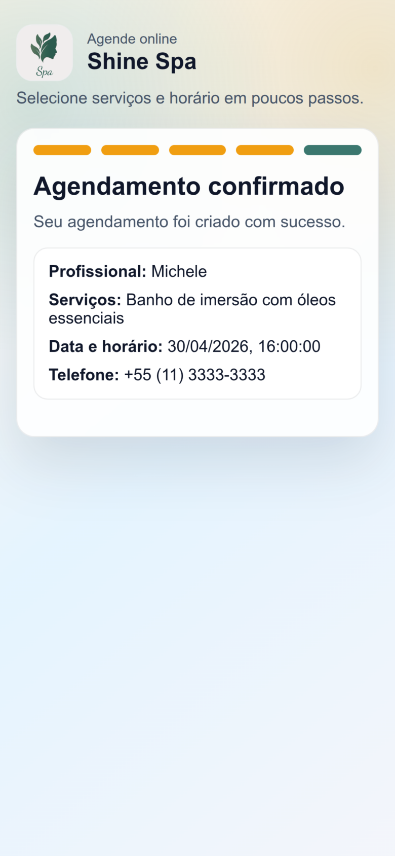 Passo 6: confirmação do agendamento