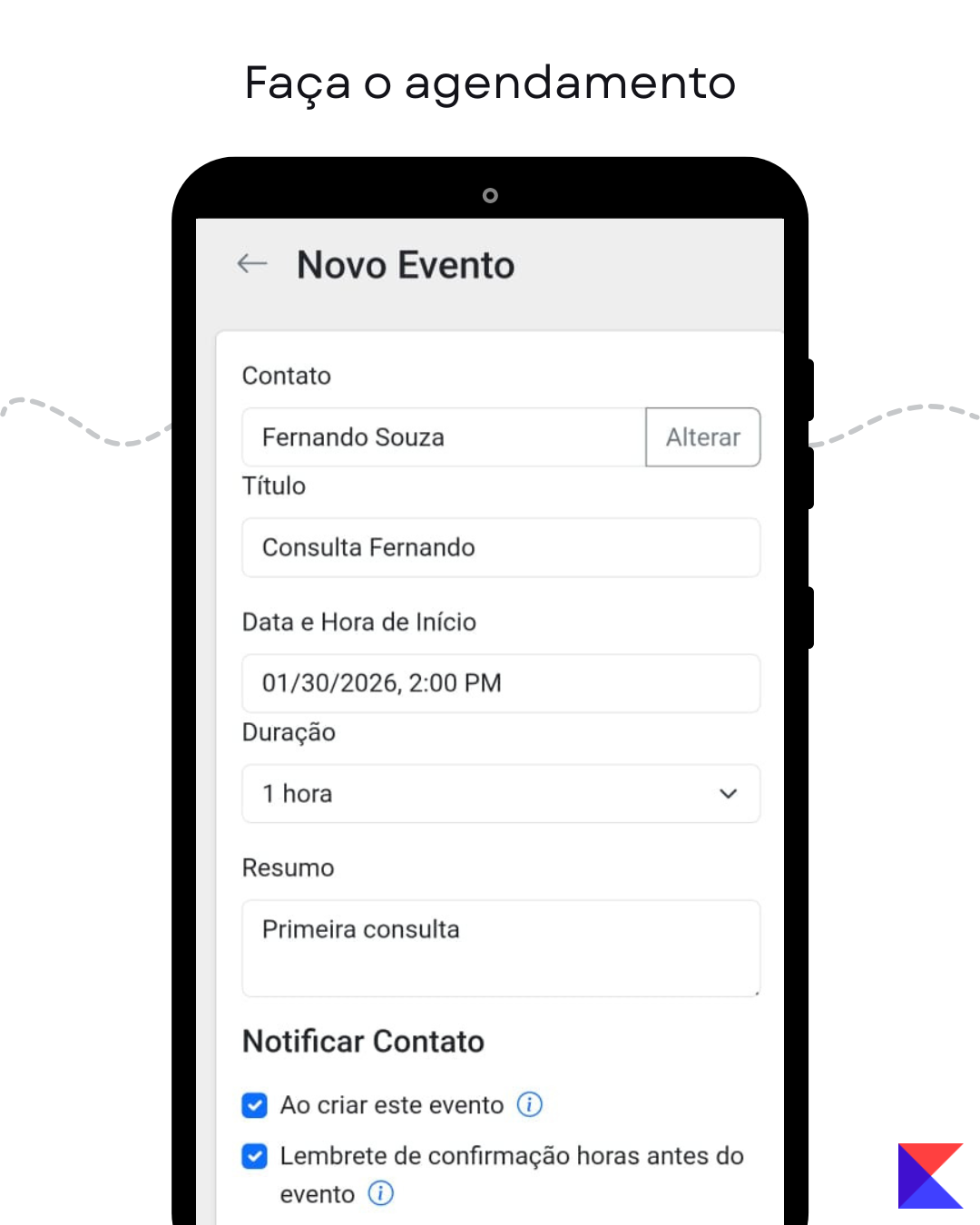 Passo 2: Criar novo agendamento